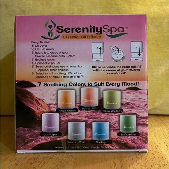 Serenity Spa Essential Oil Diffuser. Reenergize. Ultrasonic LED Diffuser. NEW!! - Picture 2 of 4